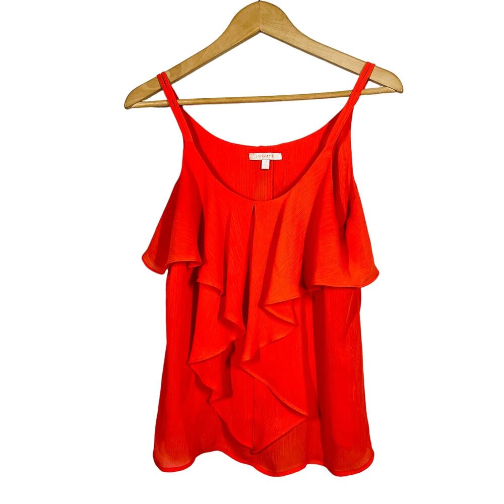 Skies are Blue Tank Orange Strappy Casual Tiered - S